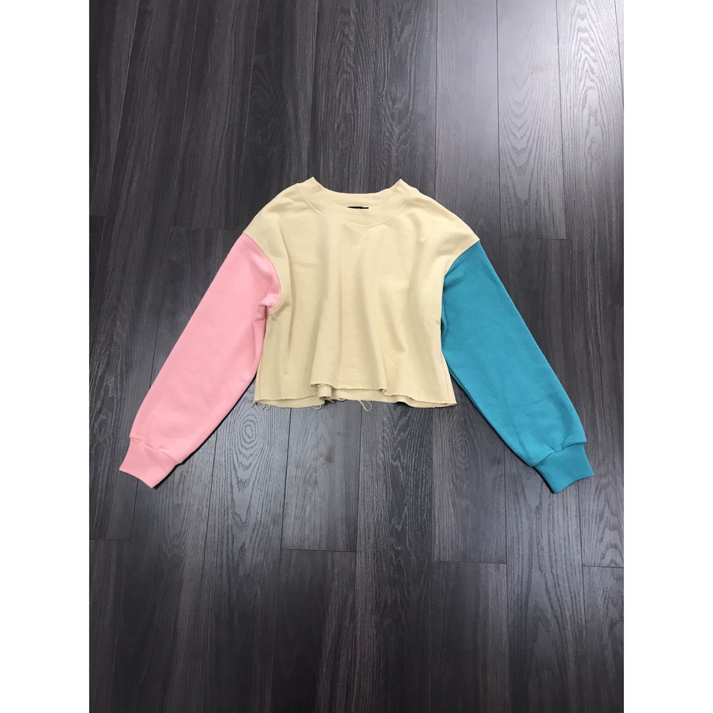 Áo nỉ croptop F21 phối màu Kami