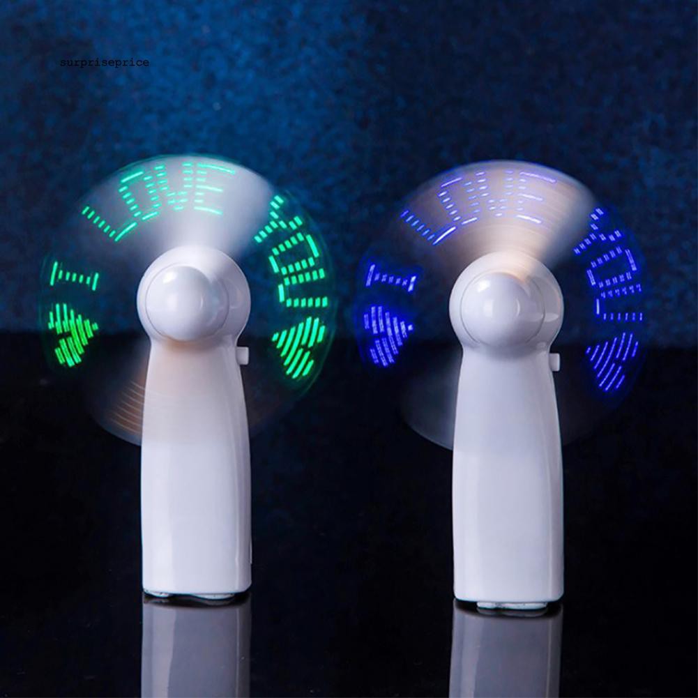 Quạt điện mini cầm tay gắn đèn LED phát sáng