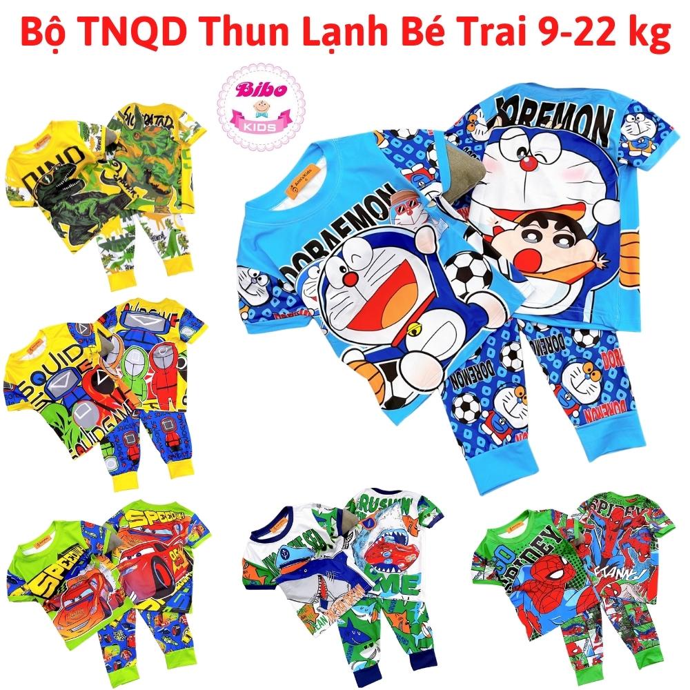 Set Đồ Bộ Cho Bé Trai 9-22 Kg Quần Dài Áo Thun Lạnh Cộc Tay Cho Bé 1-14 Tuổi In Hoạt Hình 3D Hot Trend