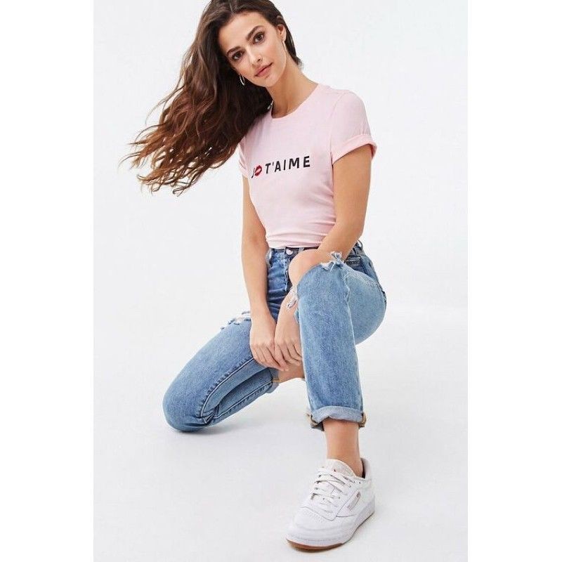 Áo thun form basic F21 màu hồng vnxk