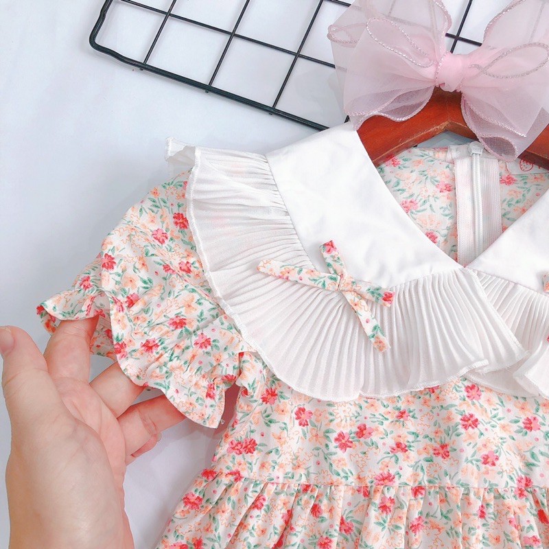 VÁY HOA THIẾT KẾ CỔ BÈO SIÊU XINH CHO BÉ