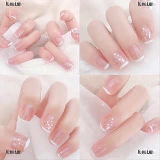 (Hàng Mới Về) Set 24 Móng Tay Giả Màu Hồng Lấp Lánh Xinh Xắn