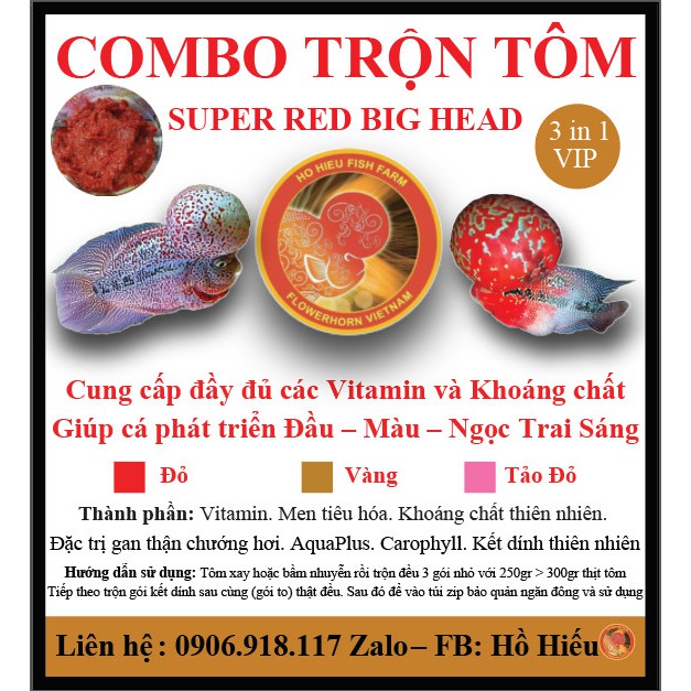 Combo Trộn Tôm Super Red,Nguyên Liệu Làm Tôm Trộn Thức Ăn Cá La Hán,Dinh Dưỡng Làm Thức Ăn Cho Cá La Hán Và Cá Cảnh Khác