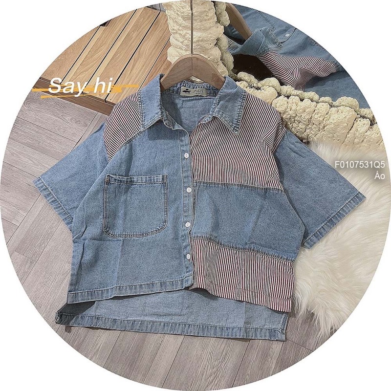 Áo sơ mi jeans croptop tay ngắn dễ thương nhiều mẫu VIENS STORE