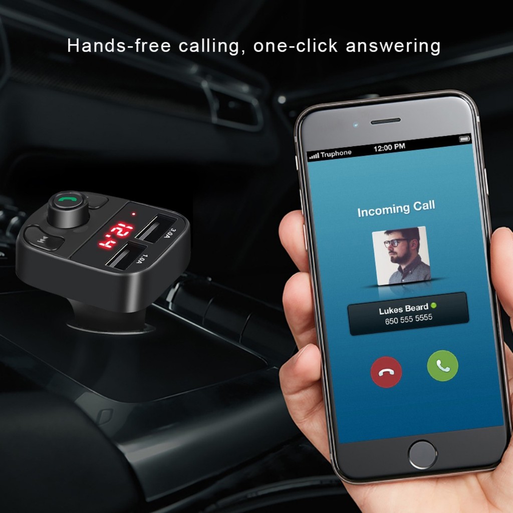 ⚡️HÀNG CHÍNH HÃNG⚡️Tẩu Nghe Nhạc Blutooth 4.0  Trên Xe Ô Tô Thông Qua Sóng FM Kèm Cổng Sạc Điện Thoại 3.1A