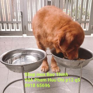Bát ăn đôi inox cao 25cm dành cho chó
