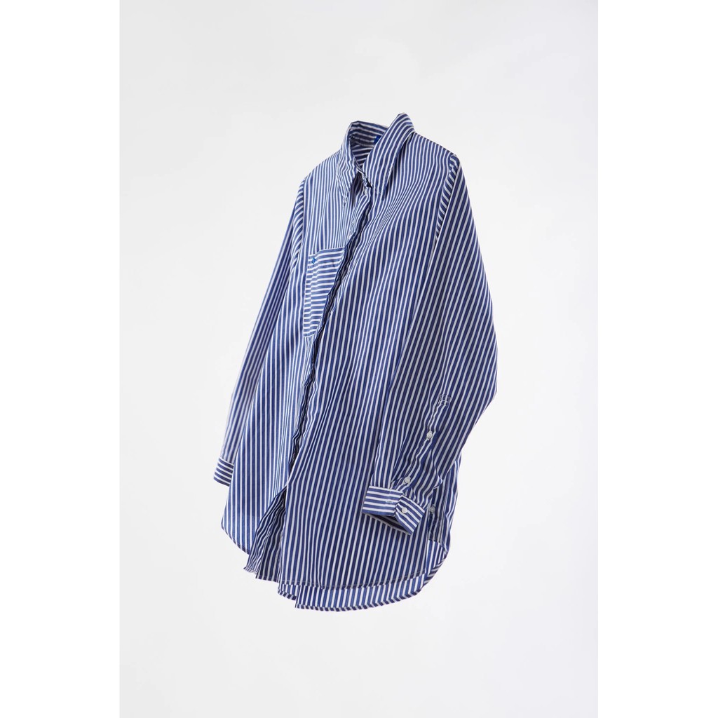 TheBlueTshirt -  Áo Sơ Mi Phom Rộng Nữ -  Pocket Oversized Shirt Bold Stripes