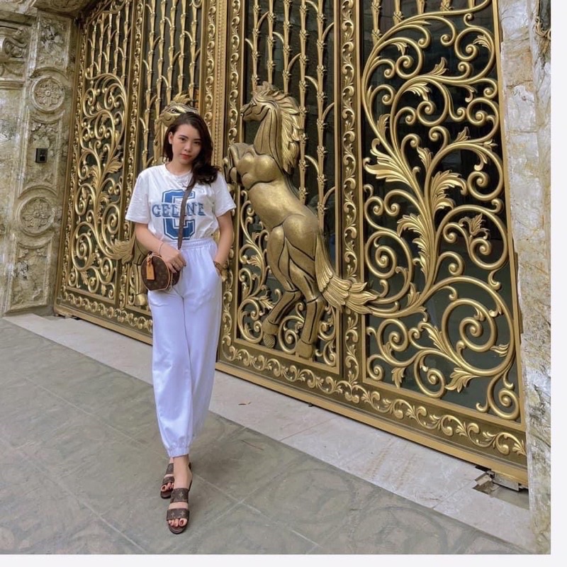 Dép lê quai ngang cạnh đá siêu xinh màu nâu sang sịn