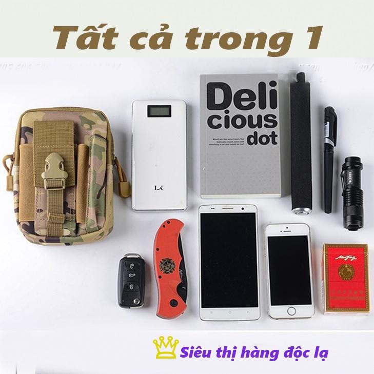 Túi đựng điện thoại đeo thắt lưng chiến thuật kiểu Hongkong tặng kèm móc leo núi