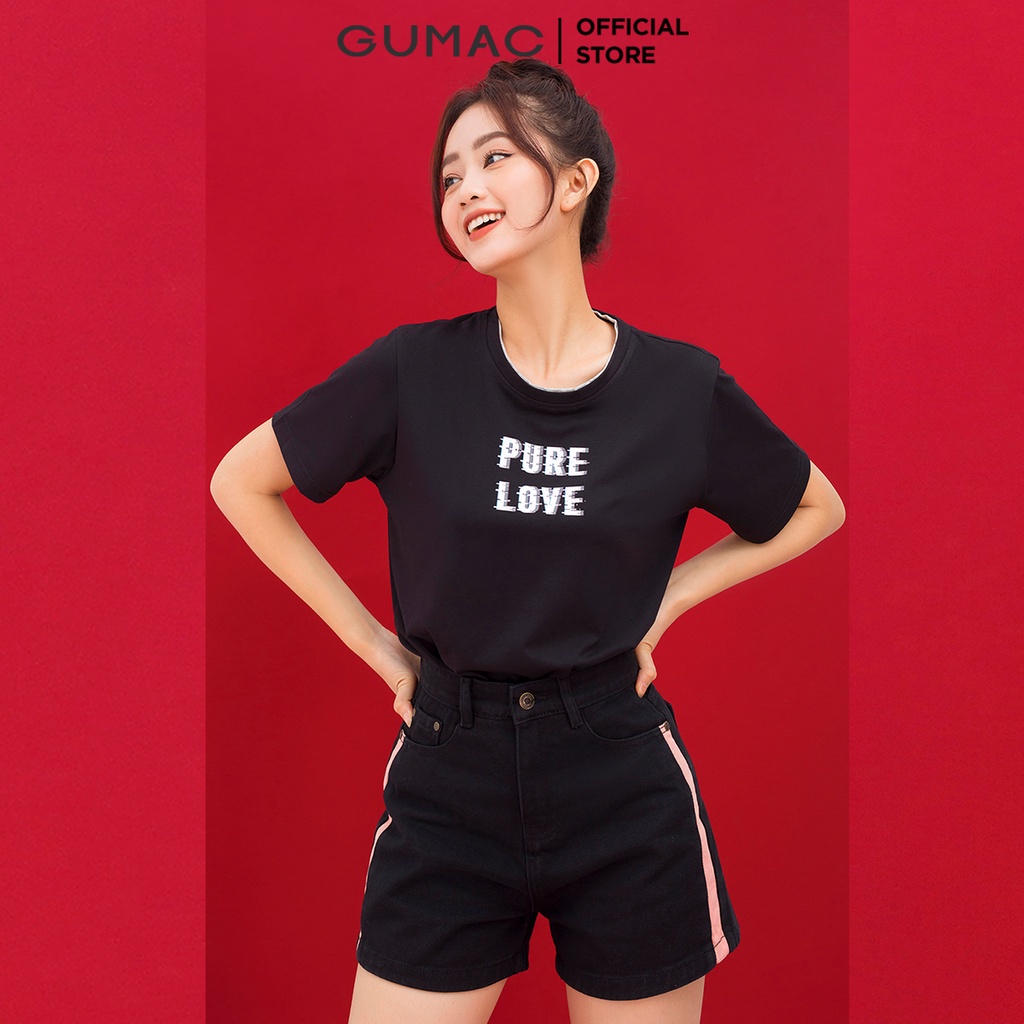 Áo thun in chữ Pure Love Thời trang nữ GUMAC ATC01016 – GUMAC >>> top1shop >>> shopee.vn