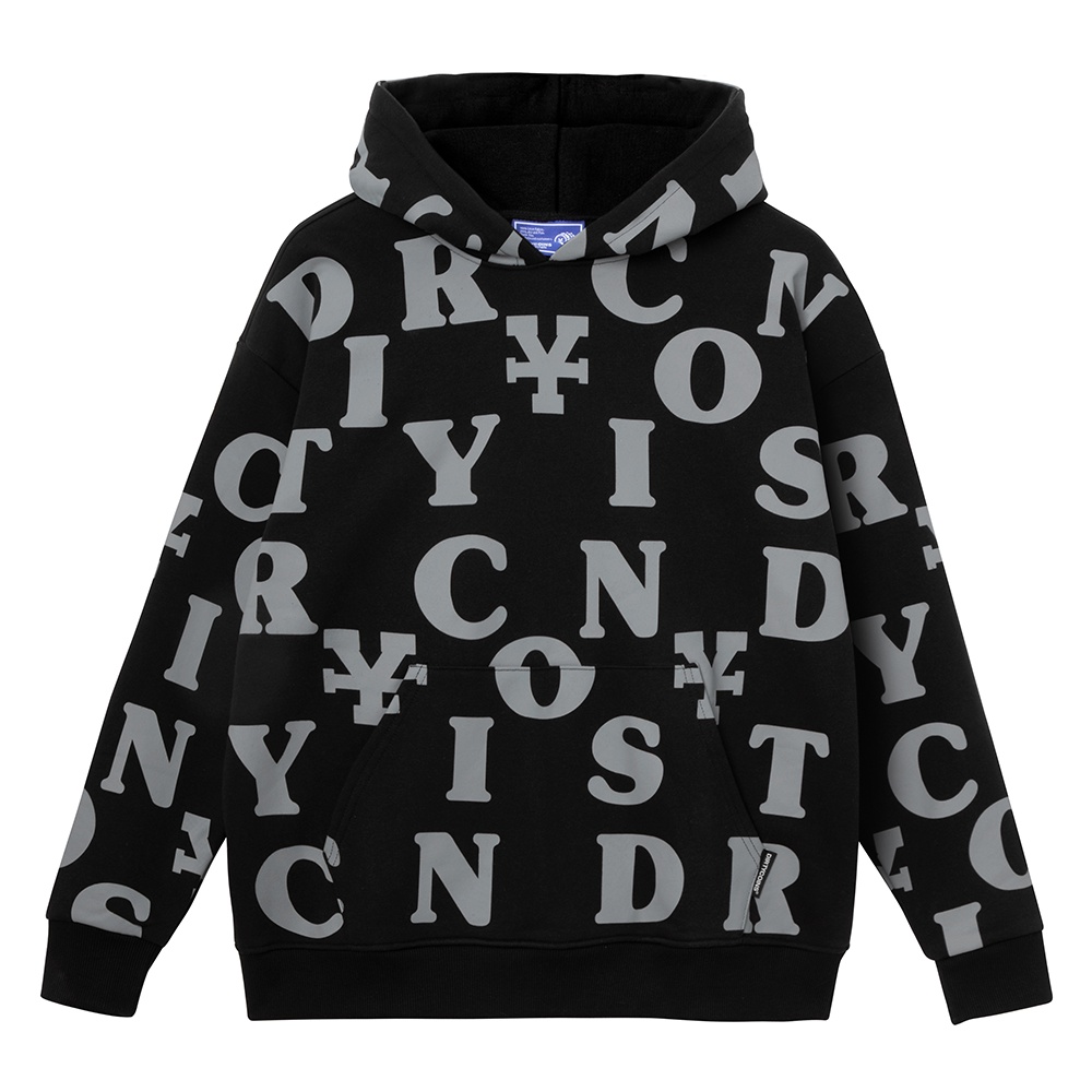Áo khoác DirtyCoins Letters Monogram Hoodie - Black / Grey