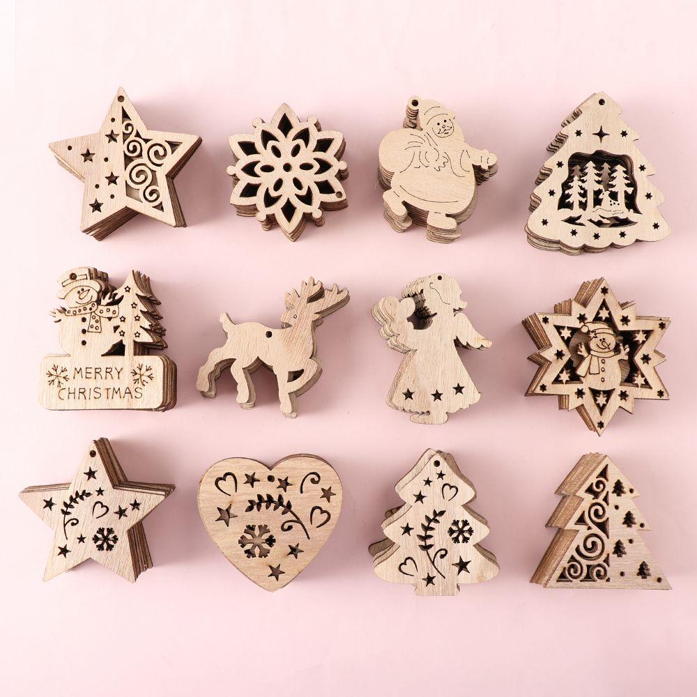 Set 10 Mặt Gỗ Treo Trang Trí Giáng Sinh