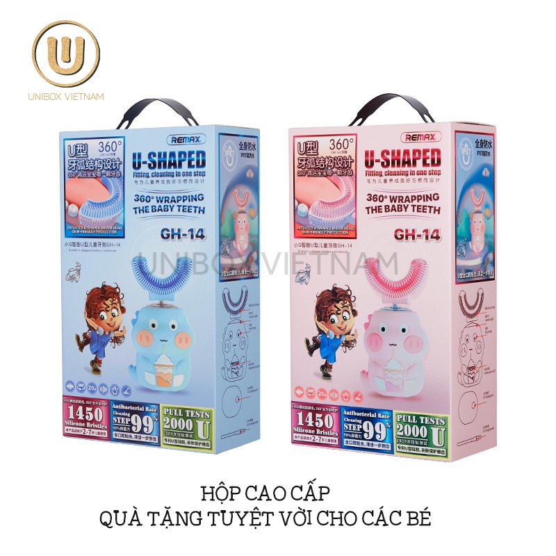 Bàn chải điện cho bé cao cấp Remax S - Bàn chải điện trẻ em chữ U - Chăm sóc răng miệng trẻ nhỏ hiệu quả