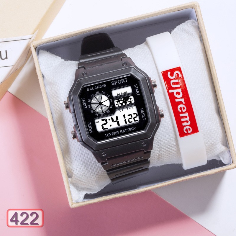 ĐỒNG HỒ NAM NỮ HAZO 422 SALARMS VUÔNG ĐIỆN TỬ THỜI TRANG CỰC ĐẸP