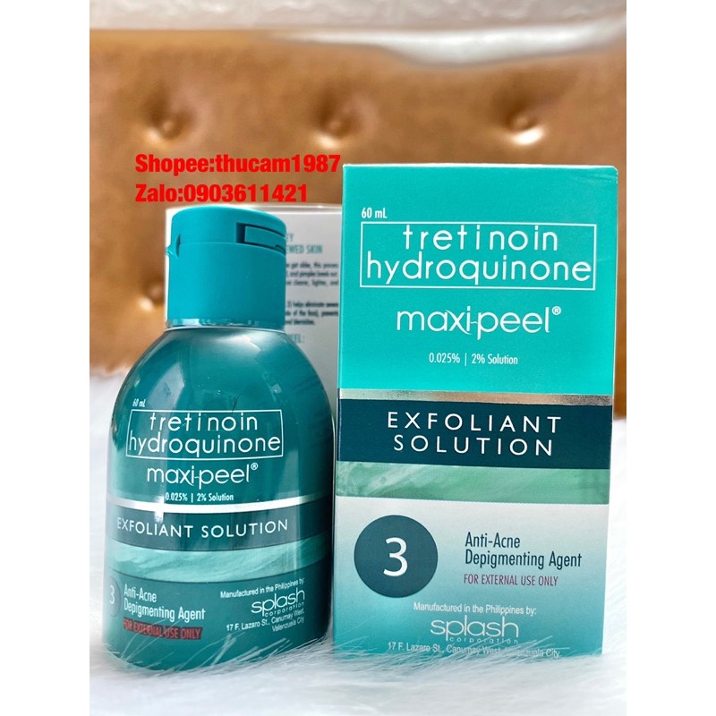 toner Tretinoin Hydroquione MAXIPEEL giảm mụn, giảm thâm, sáng da hiệu quả (Maxi peel Exfoliant Solution)60ml.