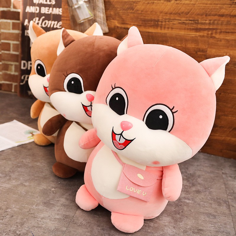 Ba Lô Nhồi Bông Cotton Hình Sóc Hoạt Hình Sáng Tạo Cho Bé Gái