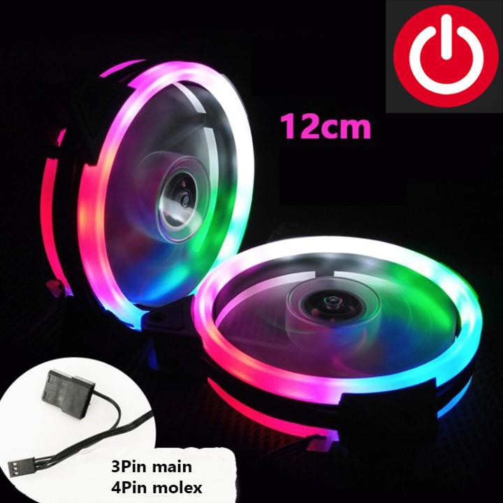 PHÁ GIÁ Quạt tản nhiệt, fan led Case 12cm Coolmoon 2 Vòng Riing-Led Nhiều Màu