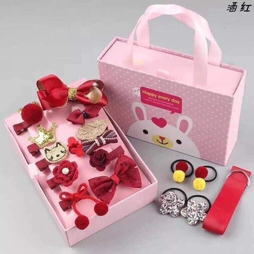 HỘP NƠ BUỘC TÓC 18 MÓN CHO BÉ GÁI SIÊU XINH