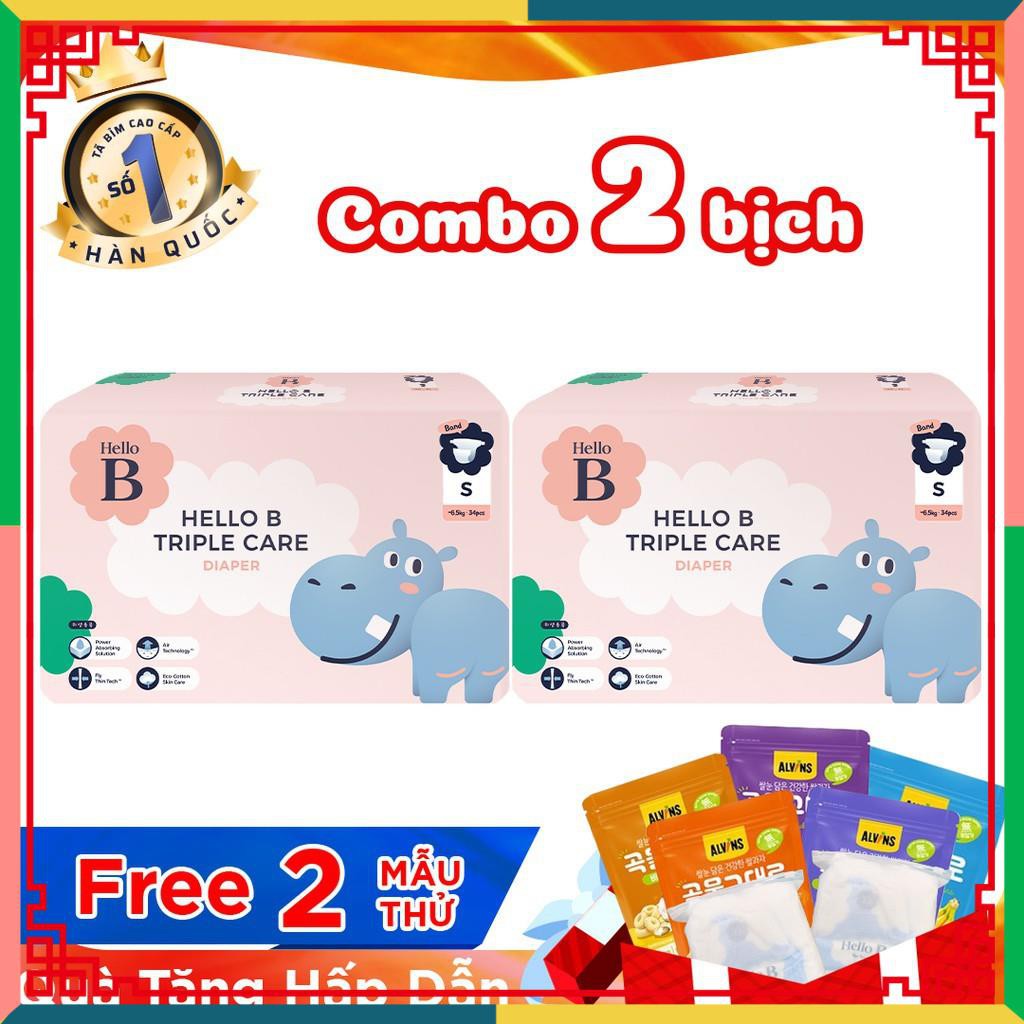 [CC2016]   TÃ DÁN HELLO B xuất xứ HÀN QUỐC Size S34/M30/L26/XXL22 + Tặng FREE bánh ăn dặm + FREE 2 miếng tã mẫu