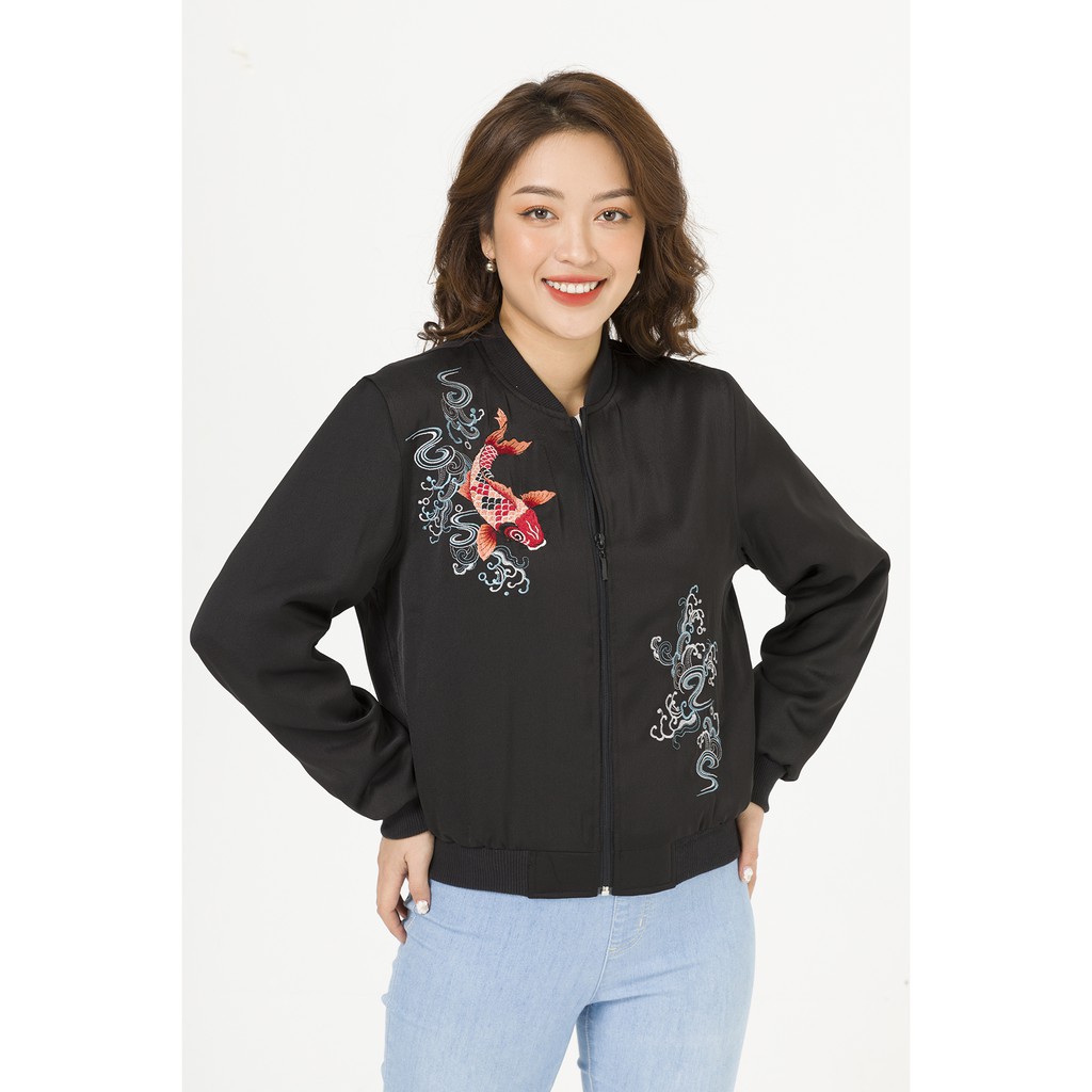 Áo bomber thêu LAMER L65O19T023-S1400 (Đen)