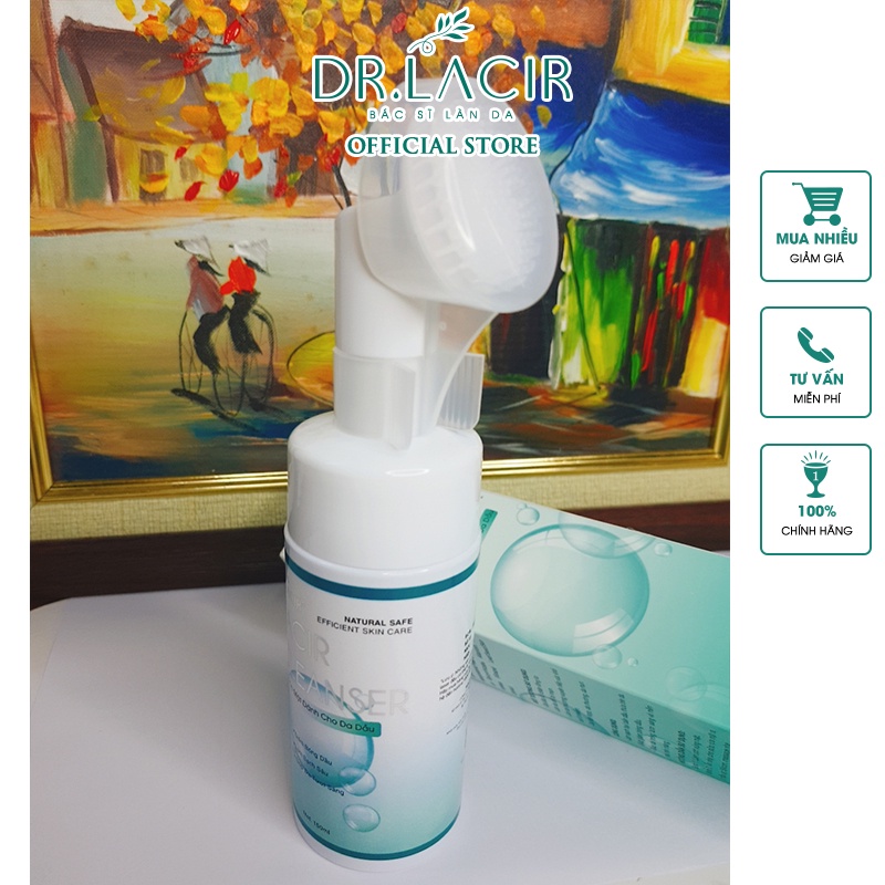 Combo sữa rửa mặt bạc hà kiềm dầu Lacir Cleanser DR.LACIR 150ml và Toner tinh thể bạc hà mint crystal DR.LACIR 10ml