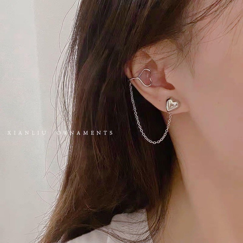 (1 chiếc) khuyên vành tai tim đeo 2 kiểu