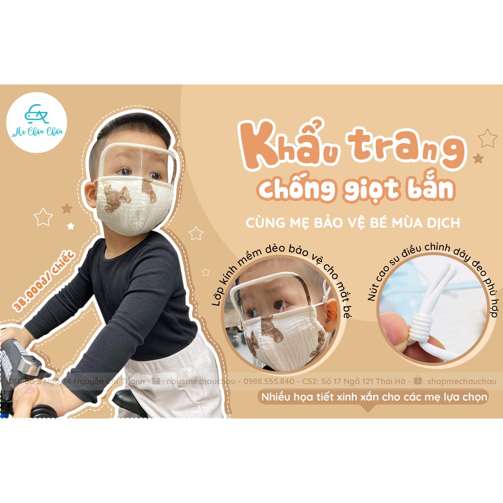 Khẩu Trang Kính Chống Giọt Bắn  Vải Xô Muslin Cho Trẻ Em
