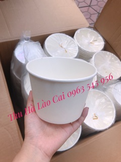 50 bát giấy 1000ml trắng trơn  ( có nắp )