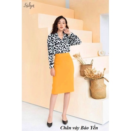 Chân váy bút chì suông 60cm màu vàng mù tạt cạp 3.5 - M46