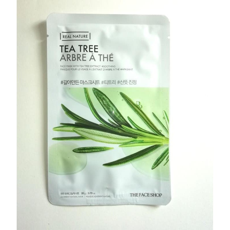 [Mã COSTFST3 -8% đơn 250K] Bộ 14 Miếng Mặt Nạ Thanh Lọc Da TheFaceShop Real Nature Tea Tree (20gx14 miếng)