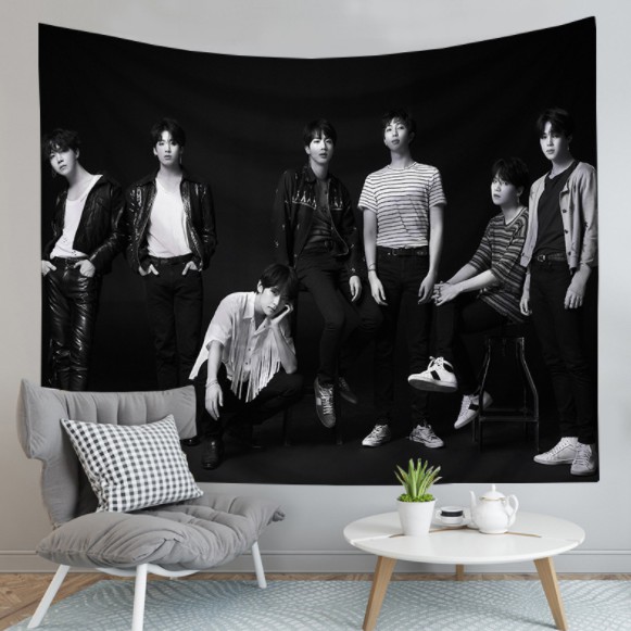 [ HÀNG CÓ SẴN] VẢI TREO TƯỜNG, DECOR THẢM TRANG TRÍ MẪU KPOP BTS 1M5 X2M