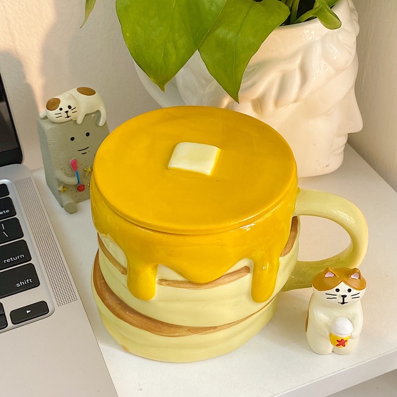 (Tự chụp/ Có sẵn) Ly gốm sứ bánh ngàn lớp bơ chảy