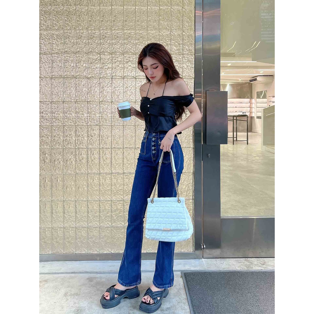 Áo Croptop Nữ Santorini , Chất Vải lụa satin Thoải Mái , WC000163 ,SOMEHOW