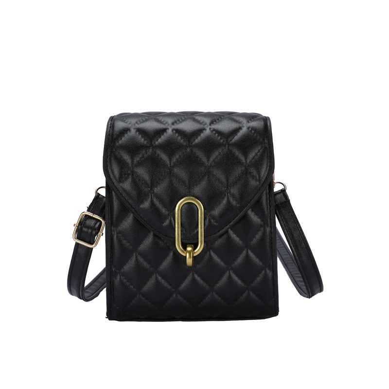 Túi đeo chéo IELGY dáng vuông nhỏ có khóa họa tiết hình thoi đơn giản dành cho nữ