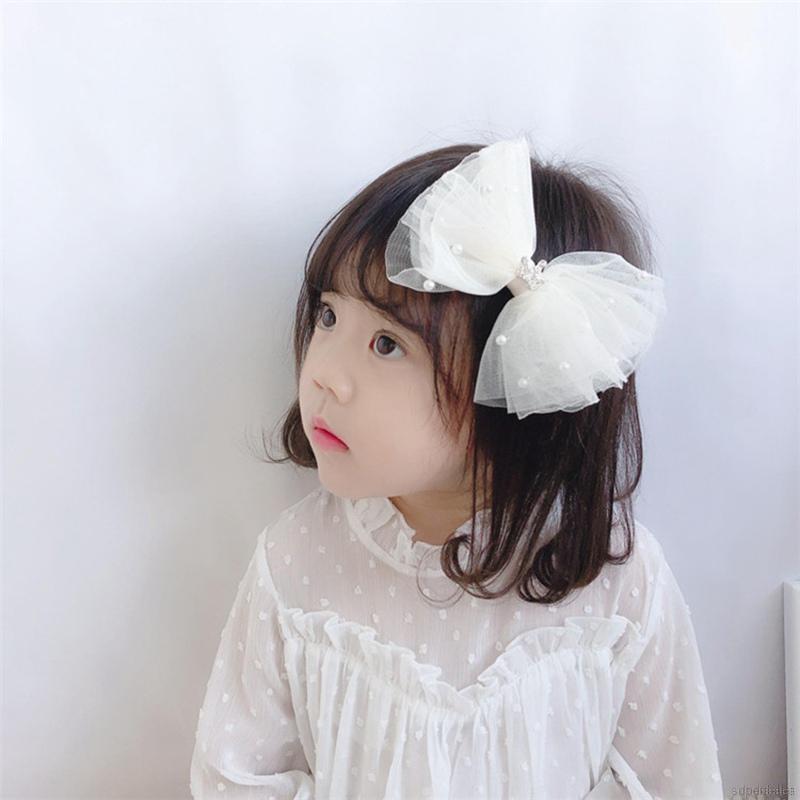 Kẹp tóc nơ phối ren phong cách ngọt ngào dễ thương cho bé gái