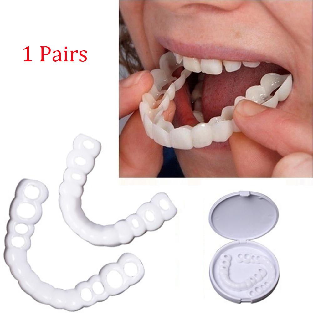 Usnow Phụ Kiện Vỏ Bọc Răng Giả Bằng Silicone Trắng Vừa Vặn Thoải Mái Hình Mặt Cười