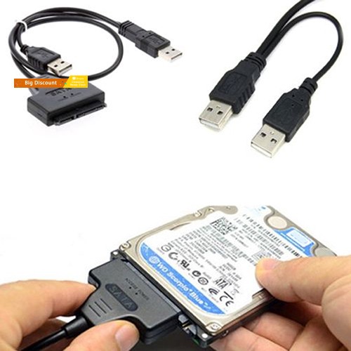 Cáp Chuyển Đổi Cổng Sata 7 + 15 Pin 22 Sang Usb 2.0 Cho Laptop 2.5 Hdd Laptop