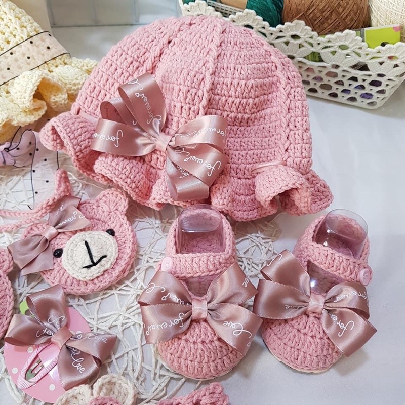 Sét mũ giày nơ hồg cho bé gái