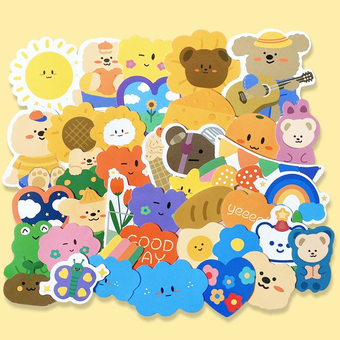 Set 40 Tấm Sticker Dán Sổ Tay Dán Điện Thoại Hình Gấu MÃ ST2134
