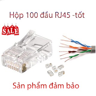 Hộp 100 đầu mạng rj45-hộp 100 đầu hạt mạng rj45-khuyến mãi