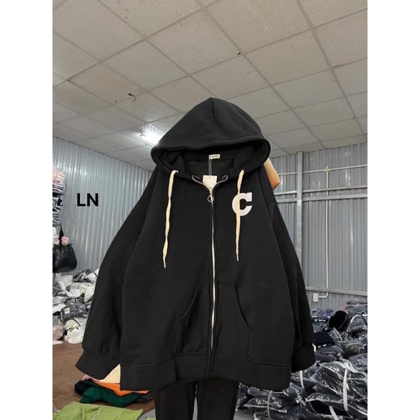 Áo khoác nỉ logo chữ C mũ 2 lớp TH6