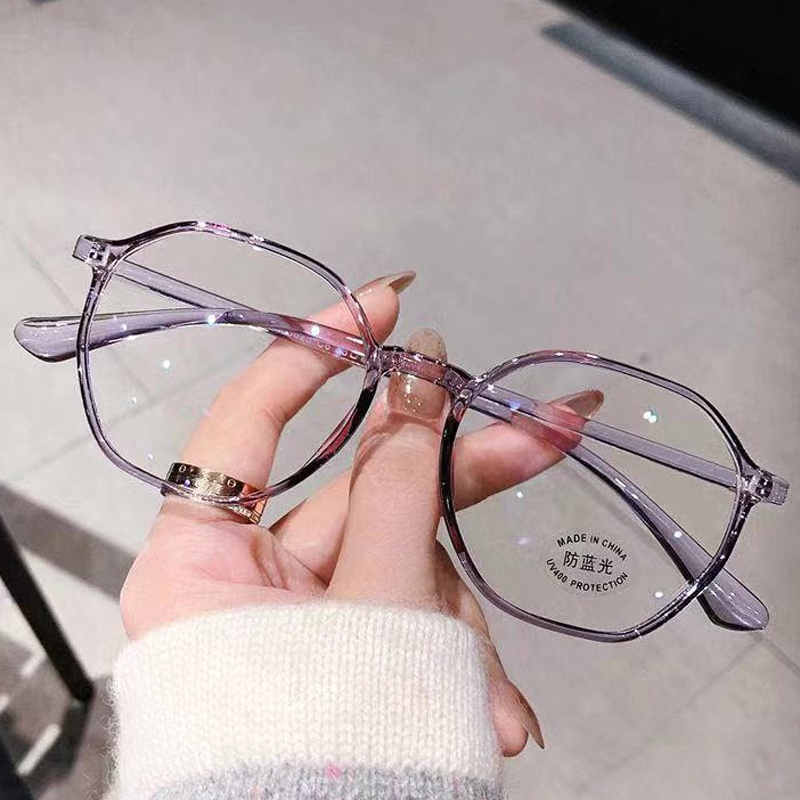 Mắt Kính Chống Ánh Sáng Xanh Tròng Phẳng Trong Suốt Thiết Kế Đơn Giản Thời Trang Retro