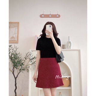 chân váy dạ đỏ