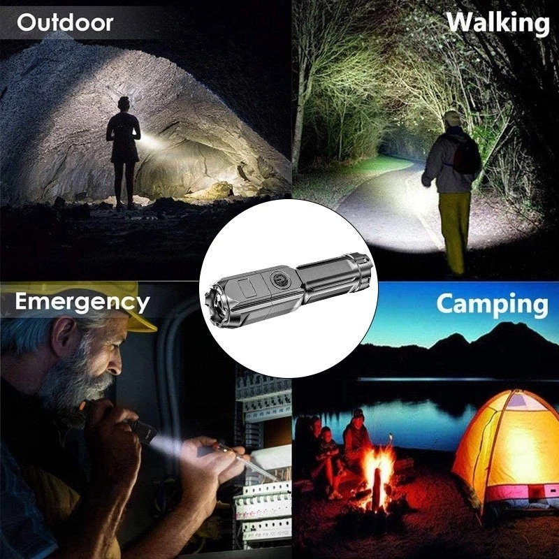 Đèn Pin led ABS Siêu Sáng Đa Năng Kèm Sạc Tiện Dụng Cho Gia Đình