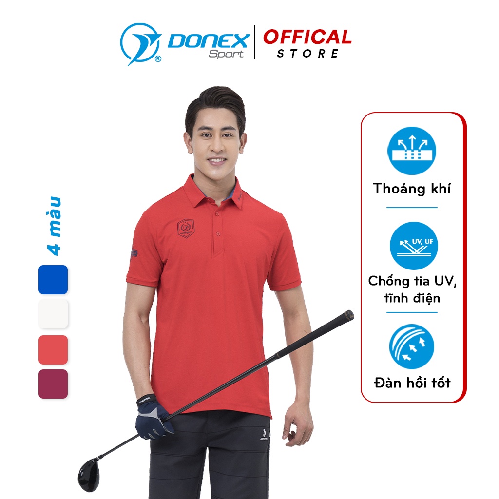 Áo Thể Thao Nam DONEXPRO Form Classic FIT Thiết Kế Cổ Trụ, Tay Bo Vải Dệt, Hút Ẩm, Thoát Hơi, Chống Tia UV MC-9060