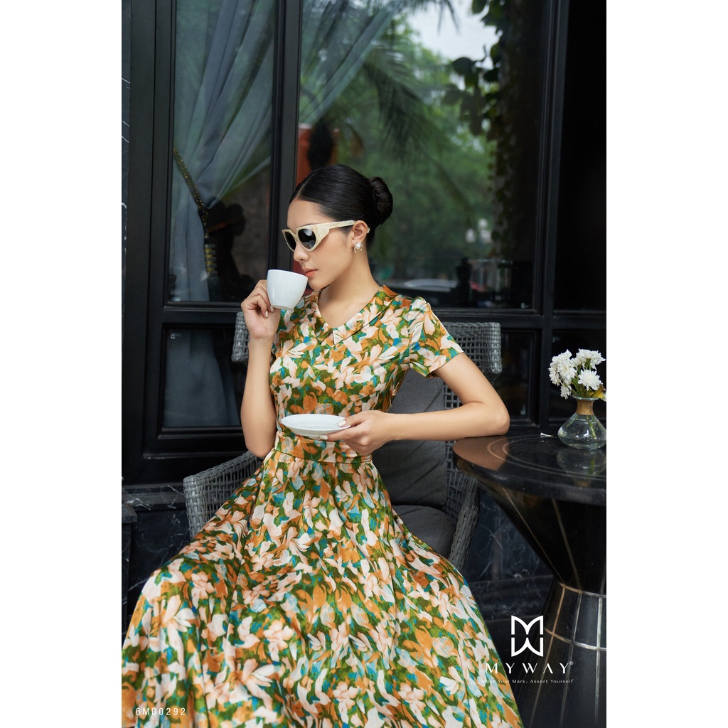 Đầm Hè Nữ MY WAY Dáng Xòe Chất Liệu Lụa Satin Sang Trọng 6MD0292b