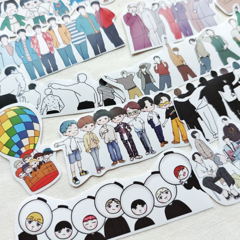 Sticker BTS chibi trang trí sổ tay laptop điện thoại