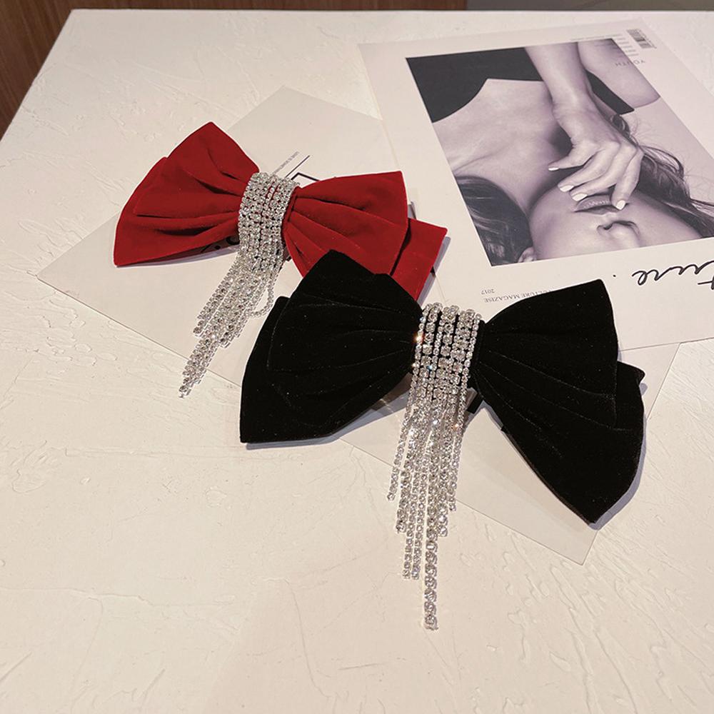 Kẹp Tóc Đuôi Ngựa Hình Nơ Lấp Lánh Ngọt Ngào Cho Nữ Giá Đỡ|Kẹp Tóc Vải Nhung Thời Trang Nữ Tính