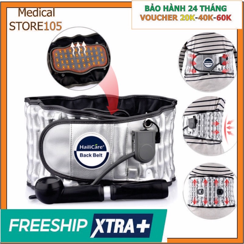 Đai Lưng Cột Sống Nóng, Đai Hơi Massage Lưng Thoát Vị Đĩa Đệm Hailicare HL74.