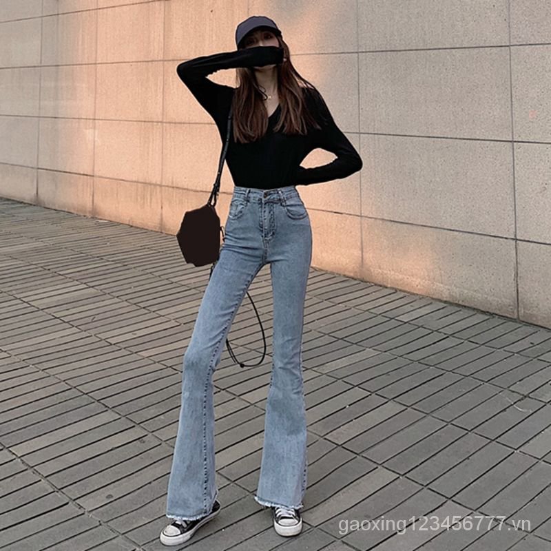 2021 Quần Jeans Dài Ống Loe Thời Trang Dành Cho Nữ